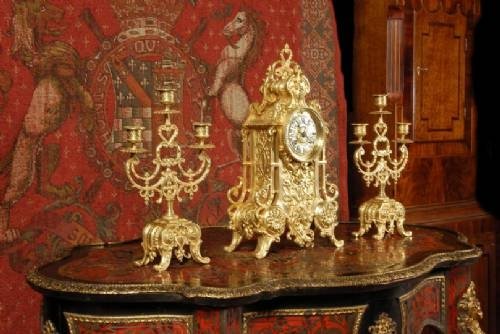 fig 2. ***** SOLD ***** Antique French Brass Clock Set